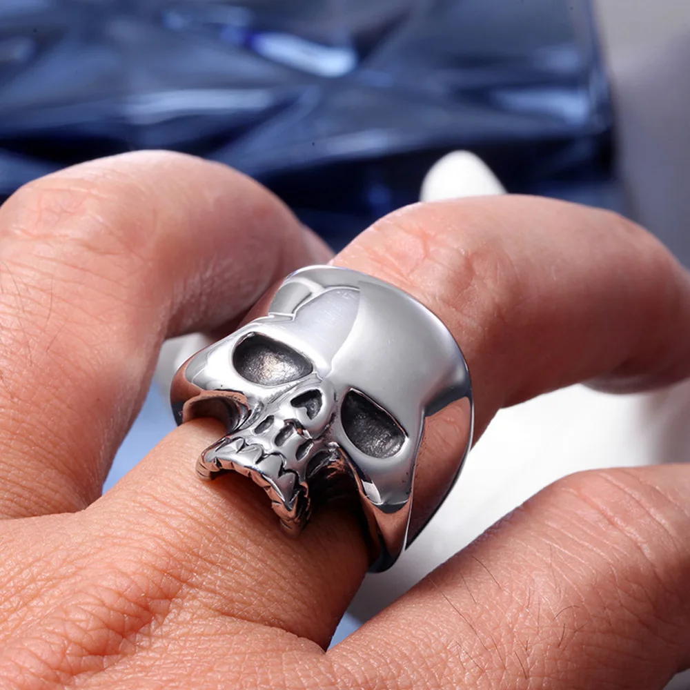 Simple Gothic Skull Ring for Men Gold/Black/Silver Color Stainless Steel Biker Roker Skull Ring Fashion Women\'s Jewelry Gift