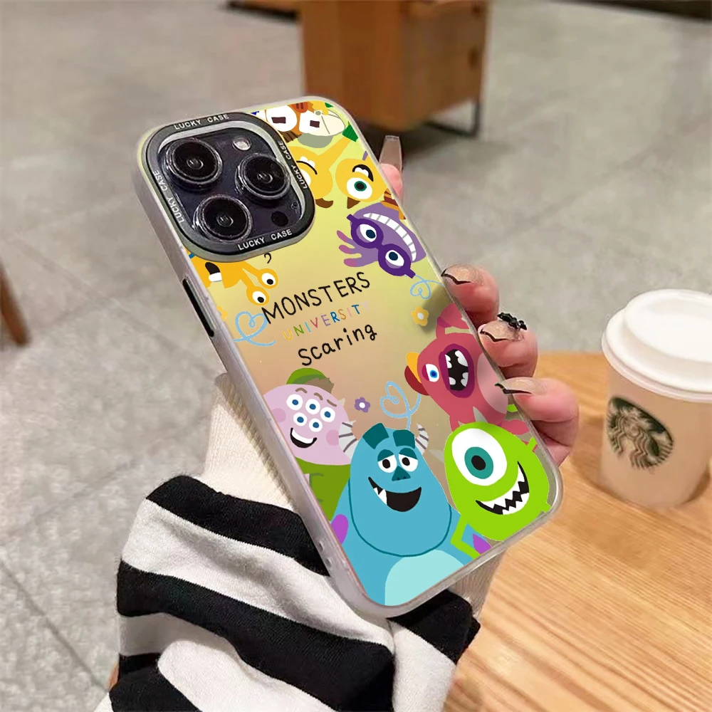 Cartoon M-Monsters Inc Phone Case for iPhone 15 14 13 12 11 Pro Max X XR XSMax 7 8 Plus Matte Aurora Laser Gradient Luxury Cover