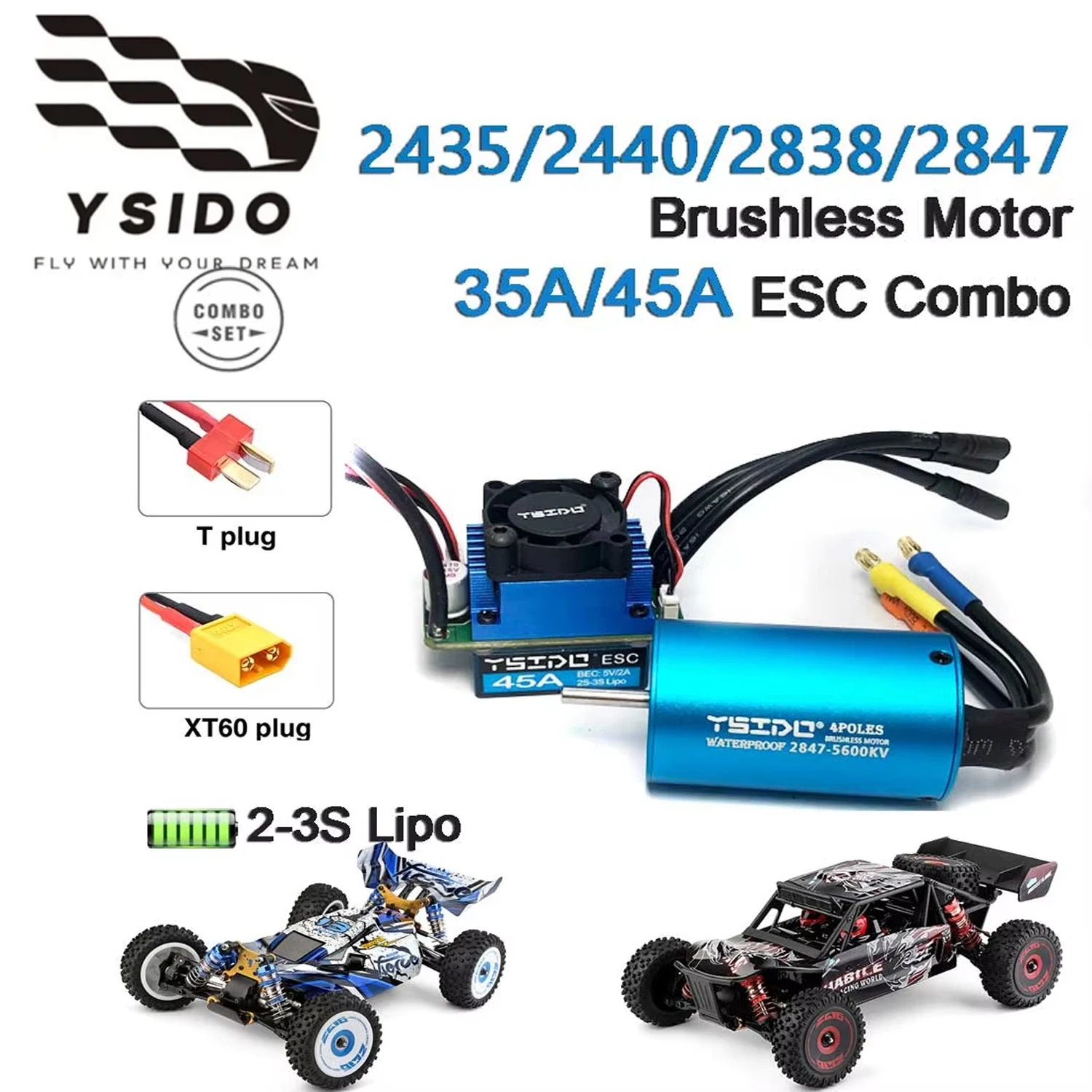 

2435/2440/2838/2847 Brushless Motor 35A/45A ESC Combo for Wltoys 124016 Remo Hobby XLH Timaya Redcat 1/12 1/14 1/16 RC Boat Car