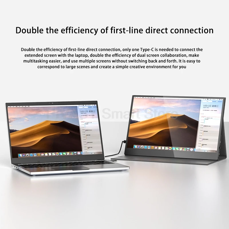 شاشة لمس 13.3 بوصة 4K محمولة PS5 شاشة توسيع الهاتف المحمول مفتاح شاشة كمبيوتر خارجي شاشة ثانوية 100% sRGB 400nit