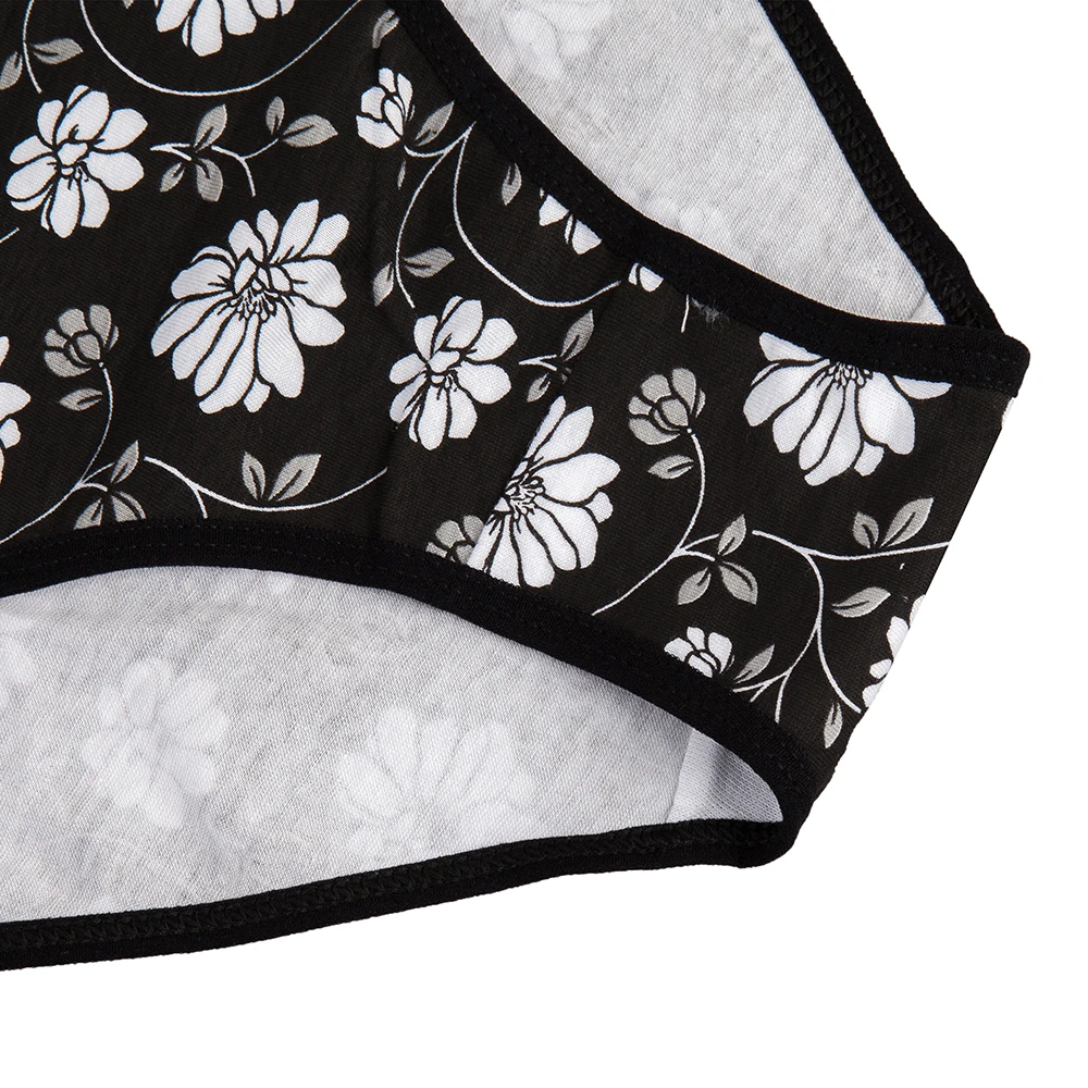 Woman Underwear Cotton Floral Print Low Rise Briefs Ladies Knickers Panties Lingerie Intimates for Women 5 Pcs/set FUNCILAC