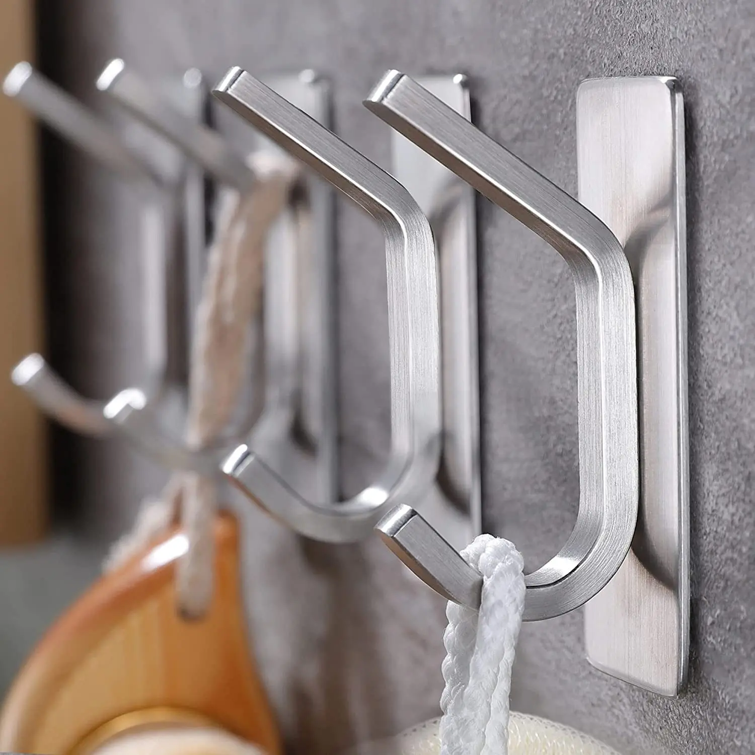 4/6/8Pcs Towel Hooks Self Adhesive Wall Hook Bathroom Hooks 304 Stainless Steel Bathrobe Hooks Room Storage Hanger Strong