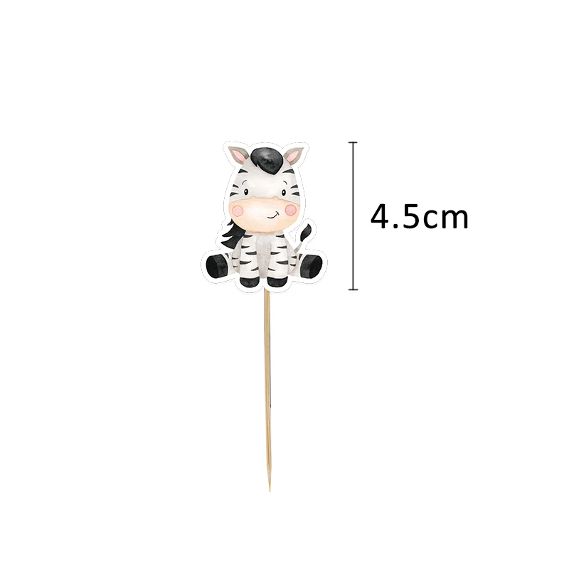 24 stks Karton Wild Dier Cake Toppers Cupcake Topper Voor Kinderen Jungle Safari Bos Verjaardagsfeestje Decoratie DIY Cupcake Supply