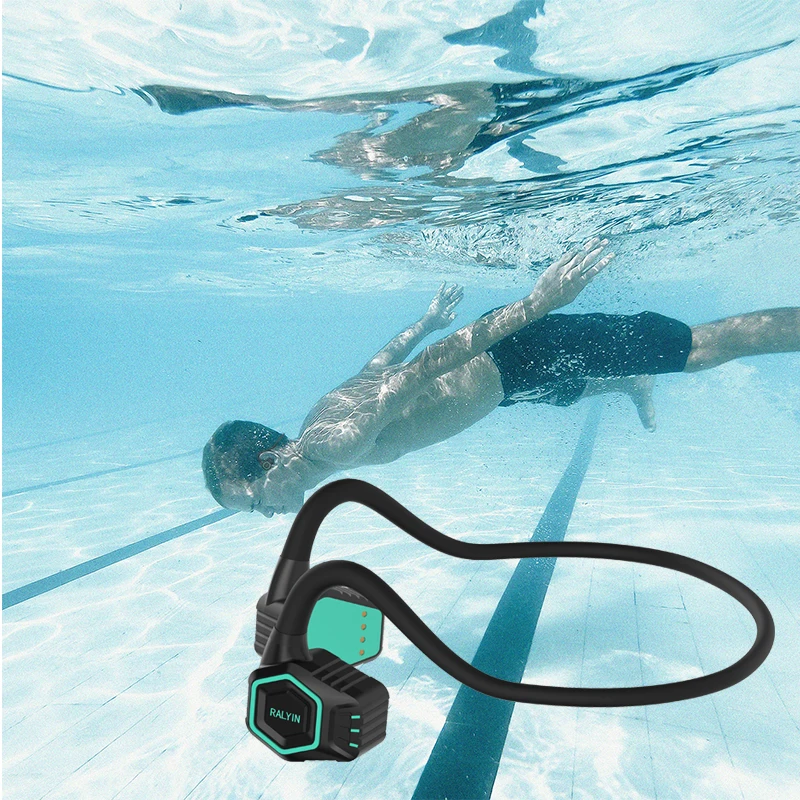 True Bone Conduction Earphone IPX8 Waterproof Swimming Headphones Bluetooth Wireless Sports Headset TWS with Mic