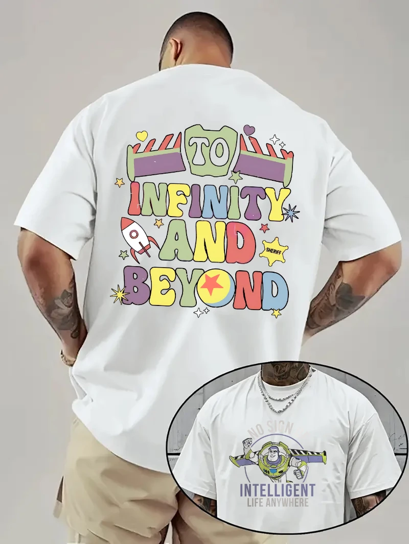 

Disney Series Cartoon Halloween Letter Print T-Shirt, One-Piece Outdoor Casual Sport Short Sleeve