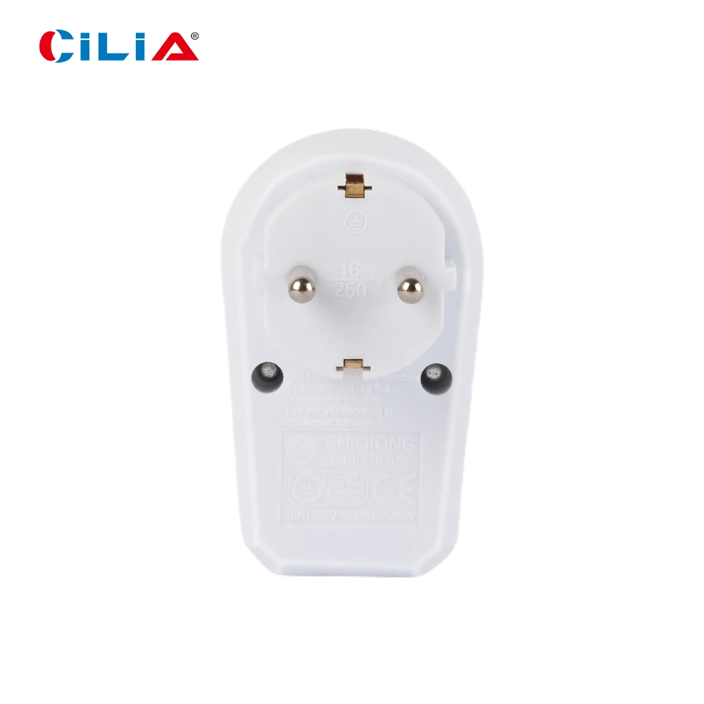 CILIA Eu extension socket with switching power plug European standard, shock-proof, 1 power socket, capacity 3500W - portable