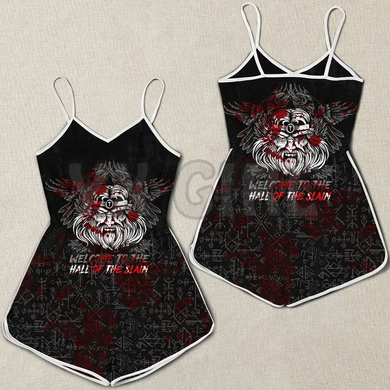 YX GIRL Viking Nordic Raven Tattoos  3D All Over Printed Rompers Summer Women's Bohemia Clothes