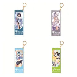 Game Honkai Impact 3 Anime Figures Kiana Kaslana Seele Vollerei Acrylic Laser Keychain Bronya Zaychik Model Keyring Pendant Toy