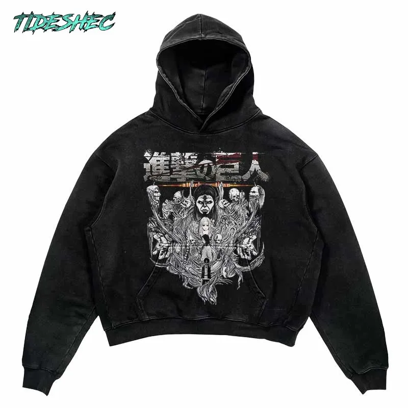 

Men's 2024 Graphic Hoodies Hip-hop Streetwear Cotton Anime Giant Printed Hoodie Oversized Retro Japanese Manga Sweatshirt JR04