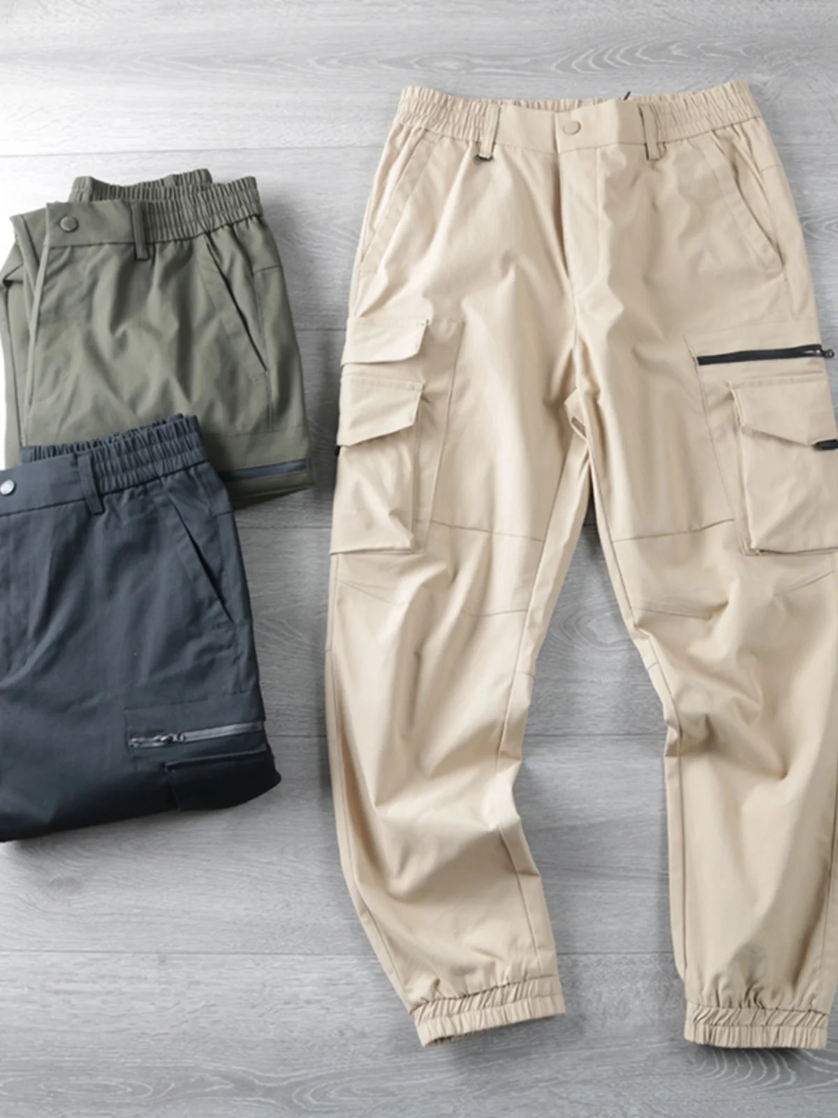 

Functional Sle Windproof Water-resistant Men's Slim Fit 3D Workwear Trousers Casual Pants with Multiple kets Youth Faion