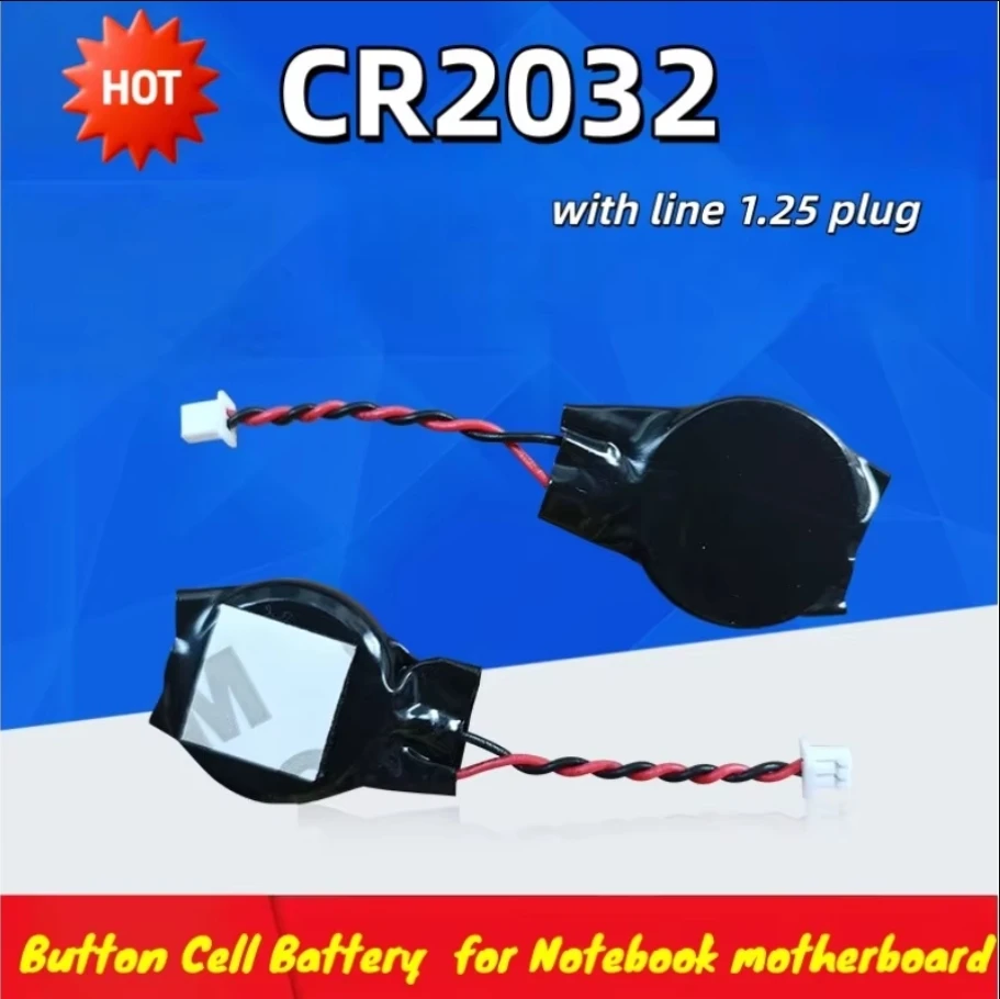 High-Capacity CR2032W CR2032 with Line 1.25 Plug BIOS COMS Button Cell Battery Lithium Battery for Notebook Motherboard