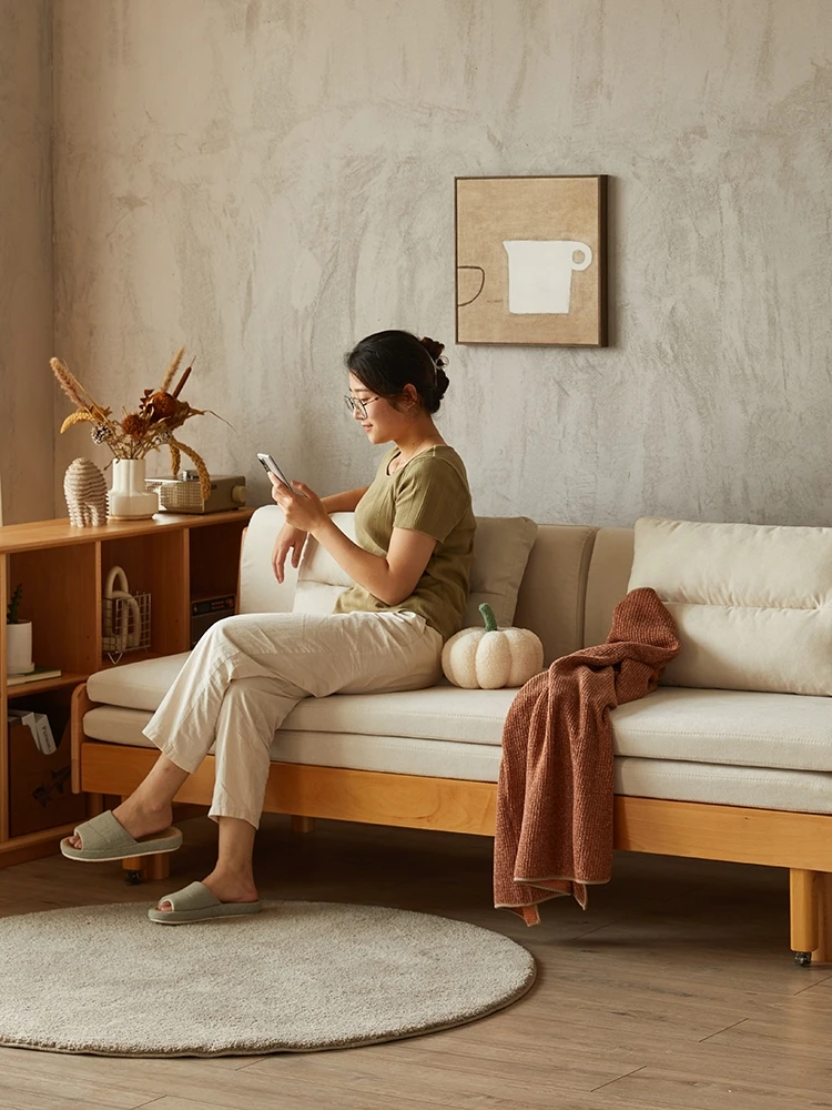 أريكة سرير من الخشب الصلب قابلة للطي سرير قابل للسحب لغرفة المعيشة المنزلية شقة صغيرة مزدوجة الأغراض إطار أريكة سرير جديد قابل للسحب مخصص