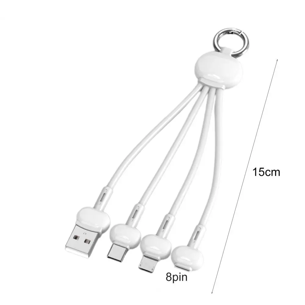 Data Cable Fast Charge 3 in 1 Micro USB for Mobile Phone Portable for Mobile Charging Cord Phone Type-C 8Pin Keychain Phone