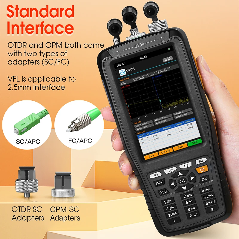 Imagem -02 - Multifuncional Otdr 1550nm Tela de Toque Óptico Tempo Domínio Reflectômetro Fibra Óptica Tester com Vfl 10mw Opm Ols Aua28a 28u