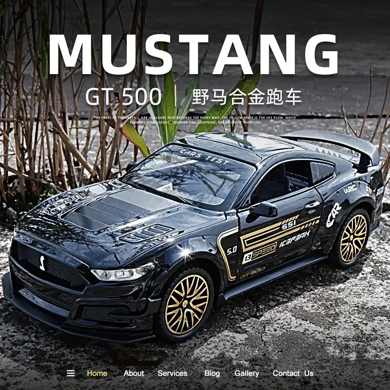 ฟอร์ดมัสแตงเชลบี GT500อัลลอยด์โมเดลรถยนต์สปอร์ตโลหะจำลองรถแข่งของเล่นเป็นของขวัญสำหรับเด็กที่มีน้ำหนักเบาและเสียง