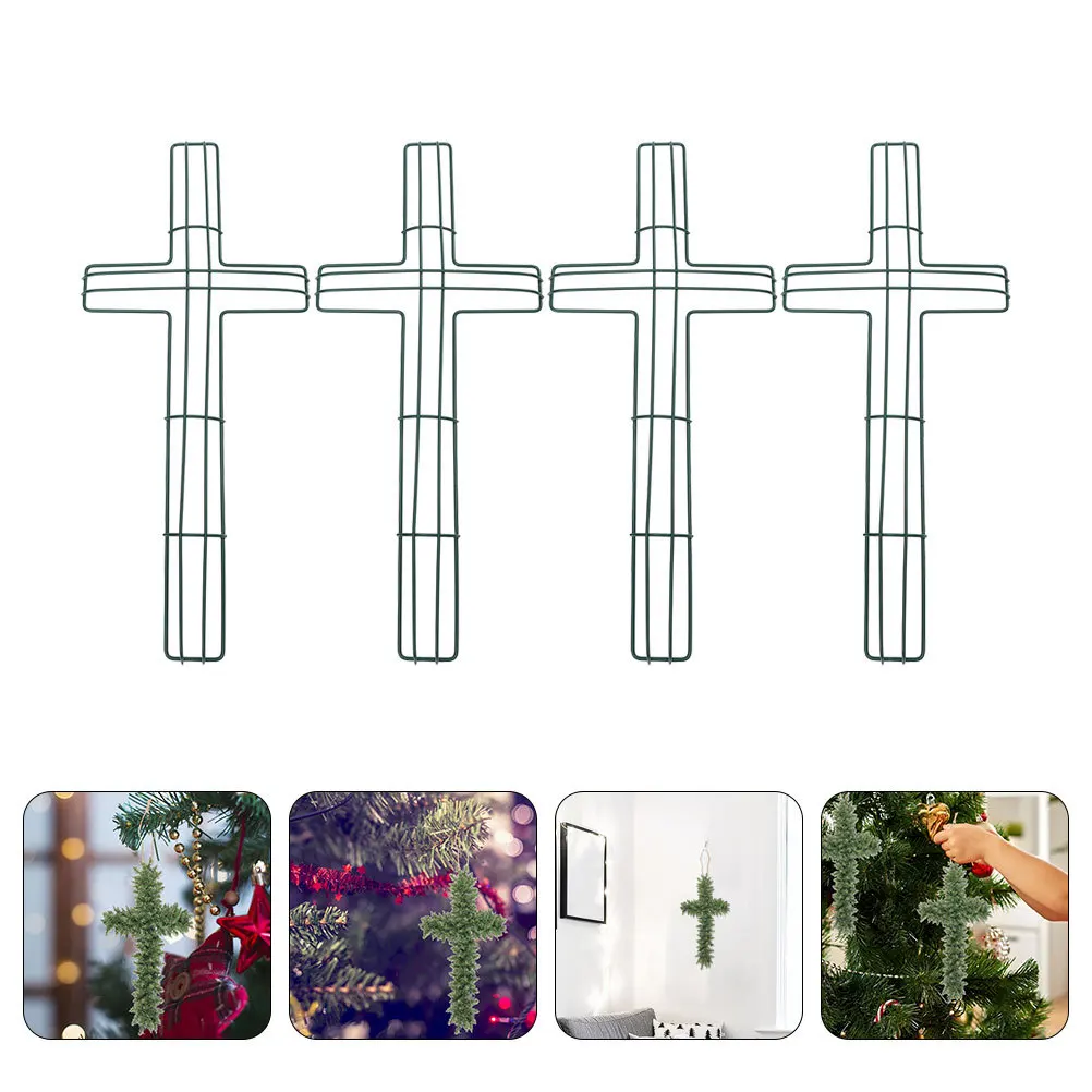 

4Pcs Flower Wreath Frame Cross Shaped Metal DIY Wreath Form for Easter Christmas Decor Iron Wall Hanging Holiday Party Garden