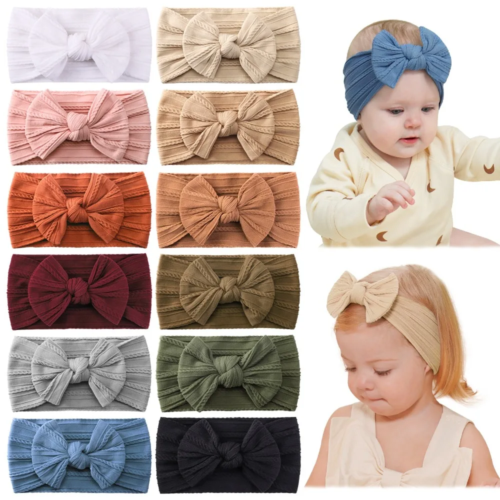 

Cute Soft Elastic Baby Headband Nylon Ribbed Infant Turban Headwear Hair Accessories Infant