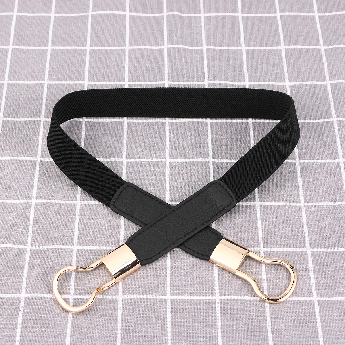 

1Pcs Stylish Elastic Waistband Belt With Gold Clasp Perfect For Women's Dresses And Skirts