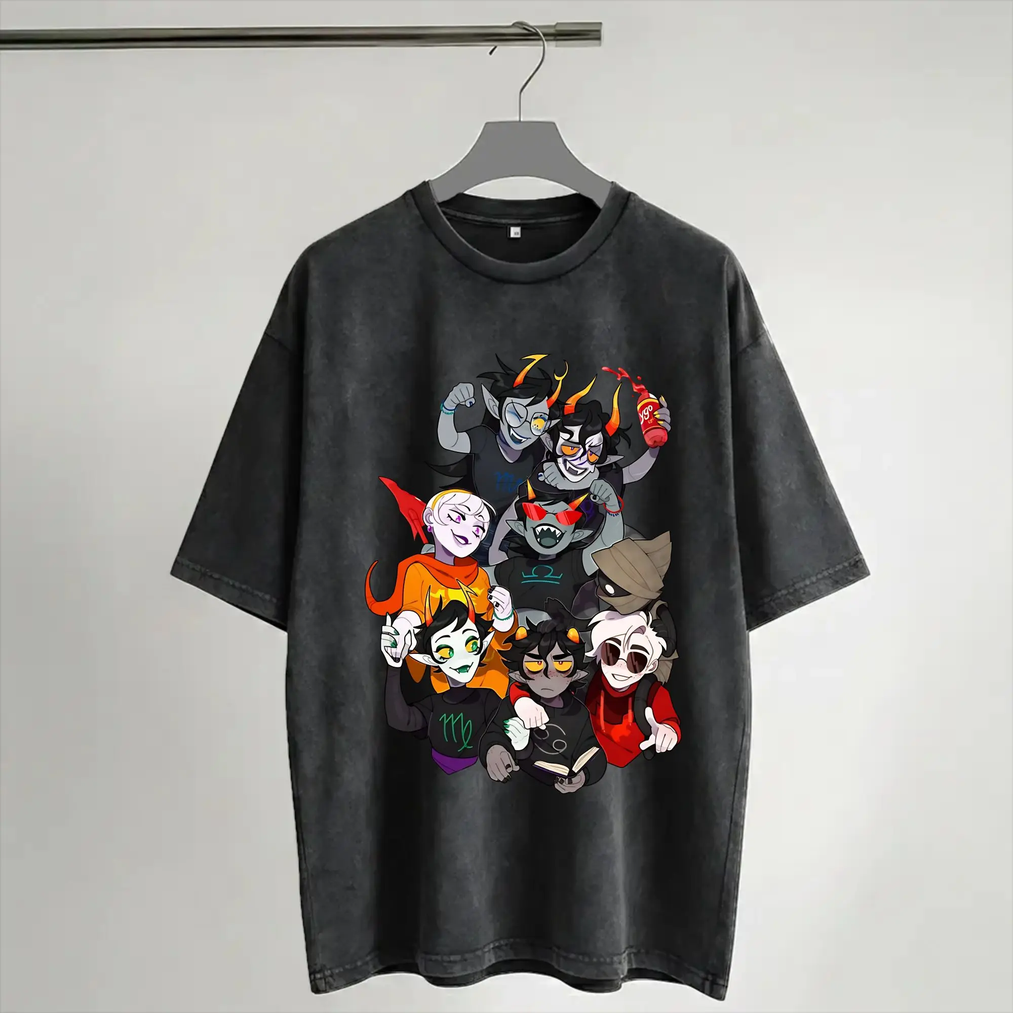 Meteor Crew Homestucks Washed T Shirts Streetwear Hip Hop Vintage T-Shirt  Tees Tops Men Women Cotton Oversize