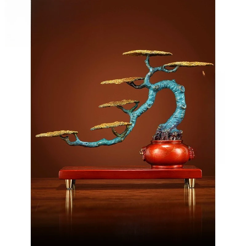 Welcome pine lucky tree brass ornament fortune tree all copper handicrafts home entrance wine cabinet decoration