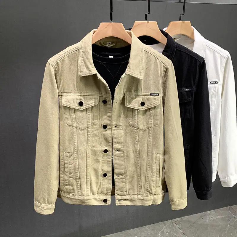 

casual khaki denim jacket for men's autumn short upper garment spring and autumn Korean version autumn jacket mens jacket