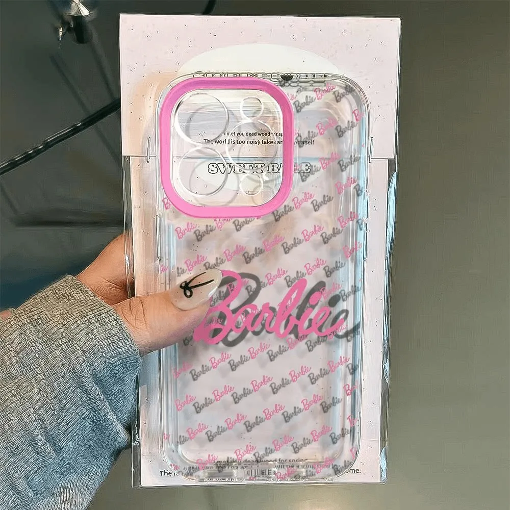 Barbie Princess Pink Typeface Screenful Clear Space Phone Case For iPhone 11 12 13 14 15 16 Pro Max Mini X Xs XR 7 8 plus Se2020