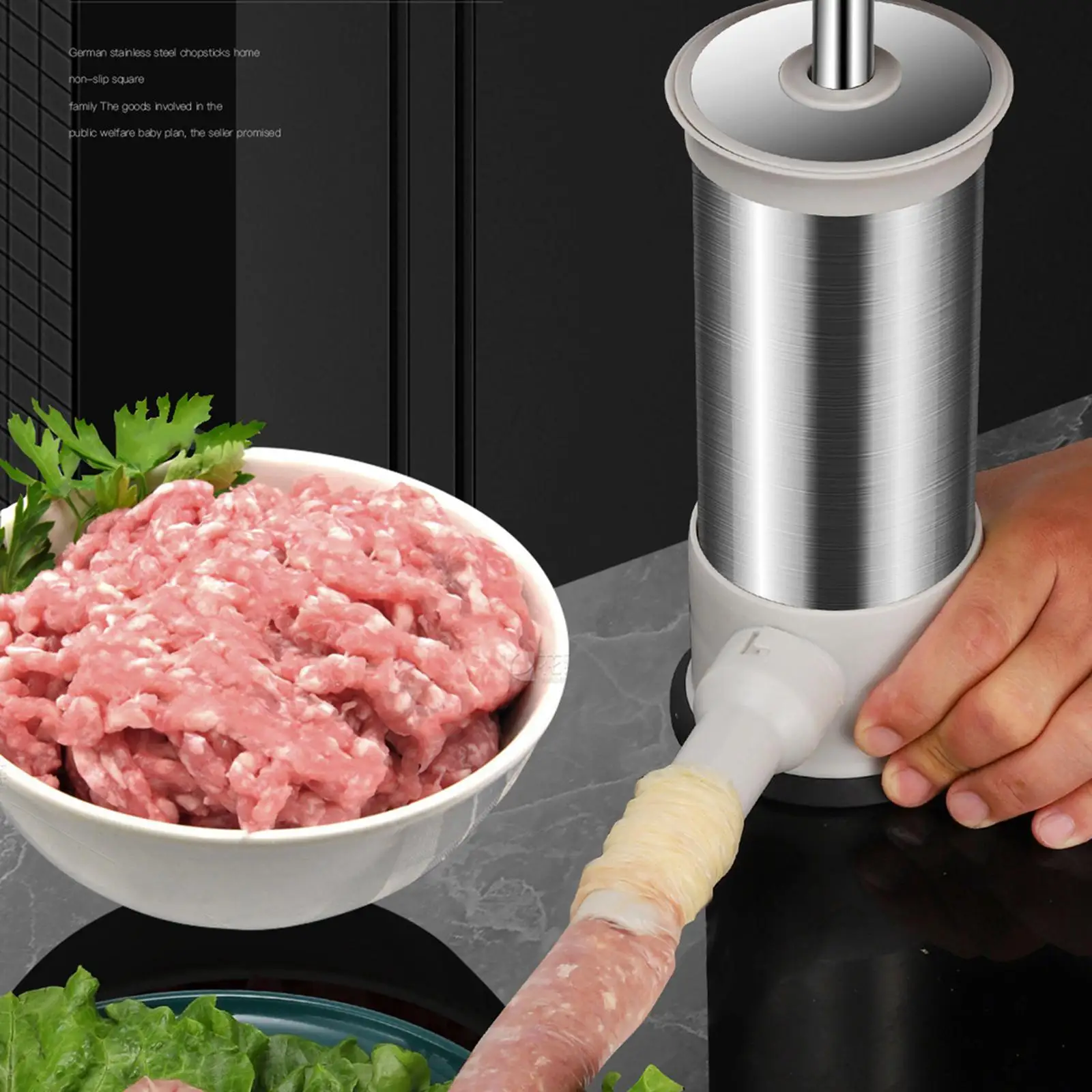 Sausage Stuffer Tubes Kit Stainless Steel Manual Meat Grinder Kitchen Tool for Homemade Sausage and Meat Recipes