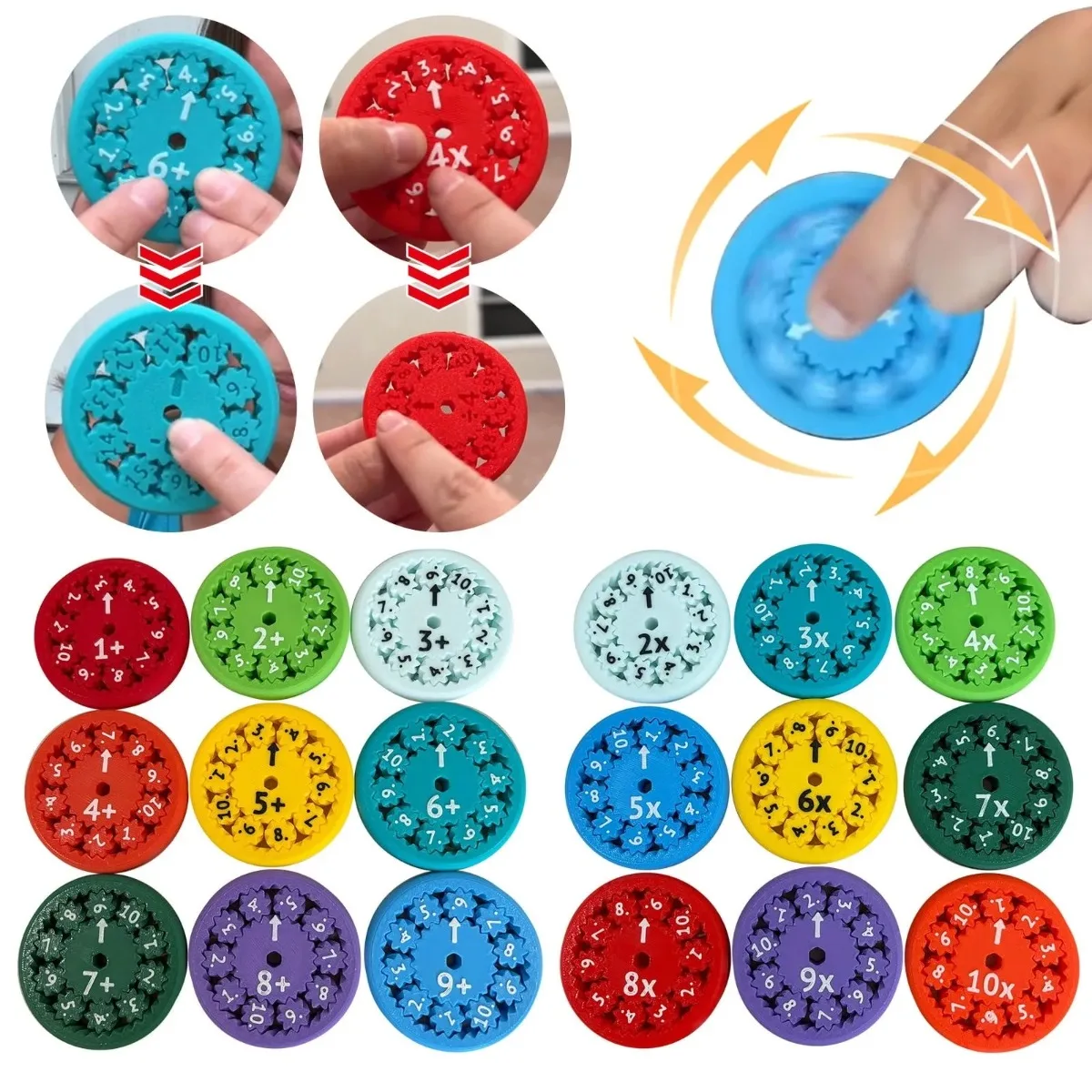 18PCS Math Fidget Set Spinners Brain Game Addition Subtraction Multiplication Division Logical Learning Education Number Toy