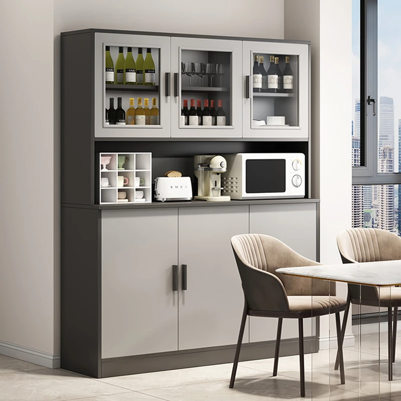 Kitchen Cabinet Modern Wooden With Glass Doors Living Room Space Saving Easy Assembly