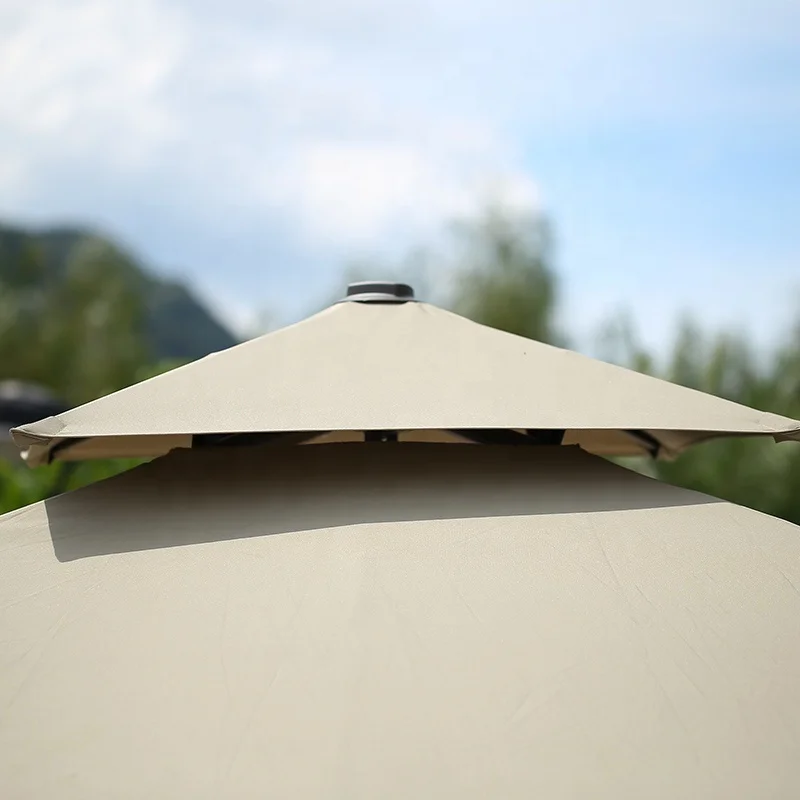 3×3M Roma Cantilever Umbrella, Double Layer Aluminium Hanging Parasol, Waterproof Outdoor Furniture for Garden Patio