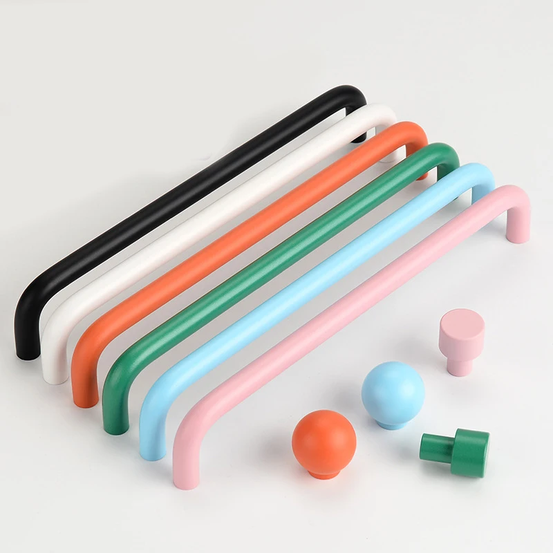 

AOBT Dopamine Kids' Drawer Pulls: Colorful Cabinet Handles for Nursery Bedroom Kitchen Closet handle in Pink, Blue, Green, White