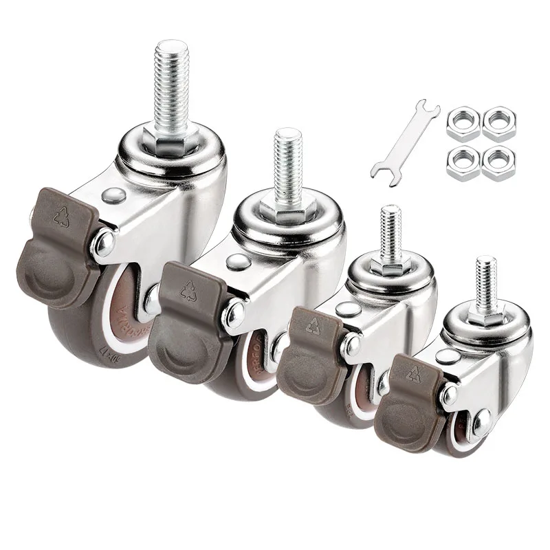 

4PCS Furniture Casters Wheels Mute Rubber Pulley Roller Wheel Screw Caster Universal Wheel M6 M8 M10 Household Component