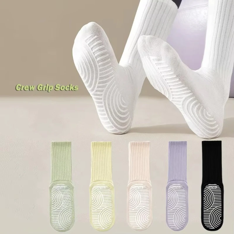 Calcetines deportivos de Yoga sin hueso, calcetines de tubo medio antideslizantes de silicona Plantar para Pilates, calcetines de entrenamiento para ejercicio de adelgazamiento y culturismo
