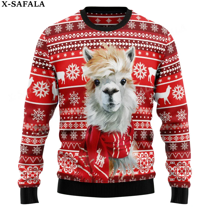 Unicorn/Alpaca/Elk Christmas Knit Sweaters Funny Halloween Christmas Gift Jumpers Tops Couple Party Unisex Casual-3