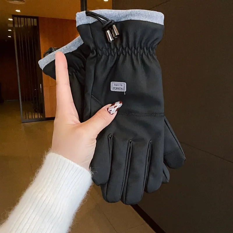 手袋-ユニセックス-サーマルフリース裏地付き-冬用-スキー-スノーボード-サイクリング-アウトドア-調節可能な袖口-フリーサイズ