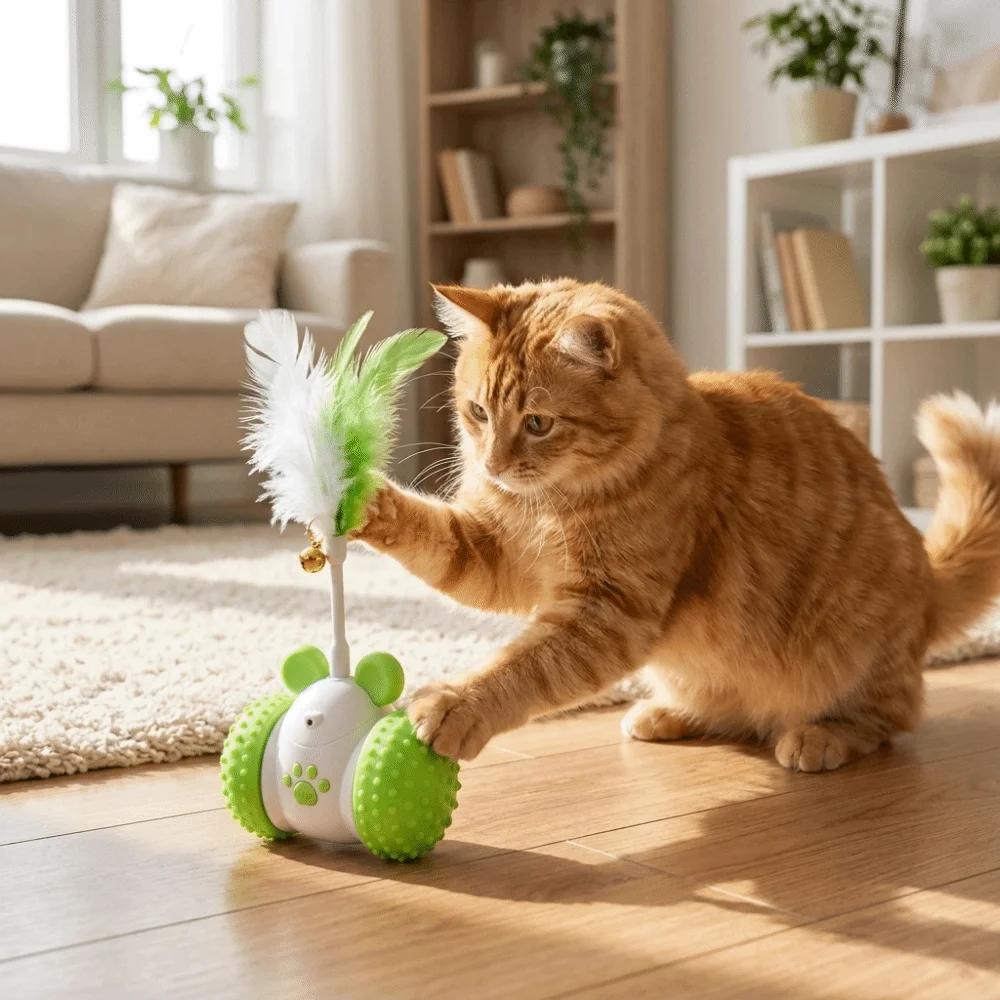 2 Play Mode Automatic Mouse Car Cat Intelligent Obstacle Avoidance Detachable Rod Infrared Laser Cat Teasing USB Rechargeable