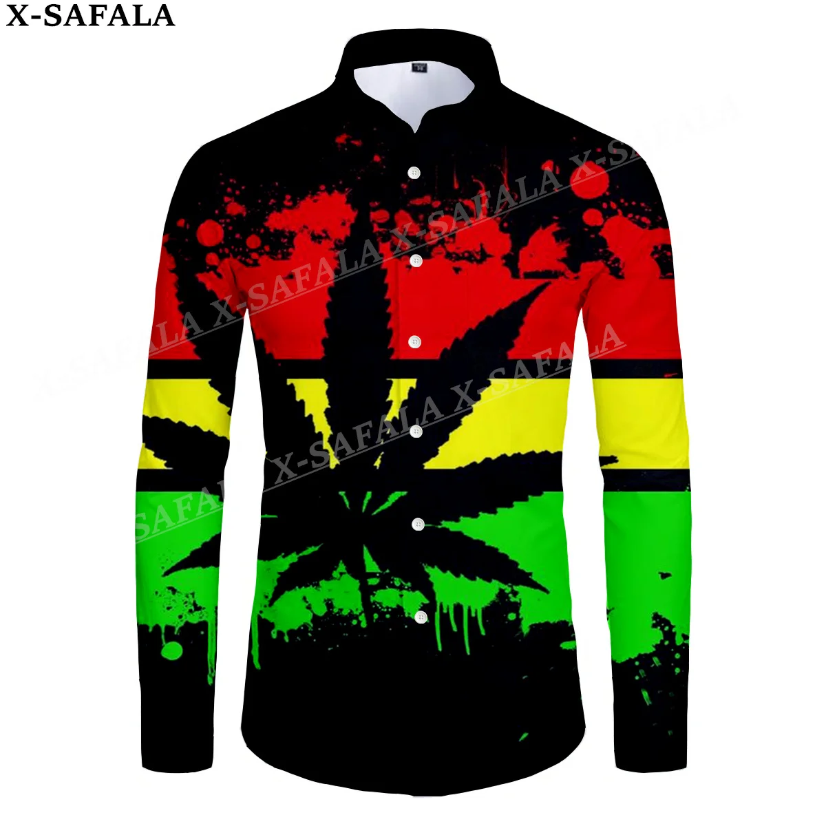 

Weeds Leaf Art Colorful Psychedelic 3D Print Men's Luxury Shirt Turn-down Collar Buttoned Up Long Sleeve Tops Hip Hop Tee-3