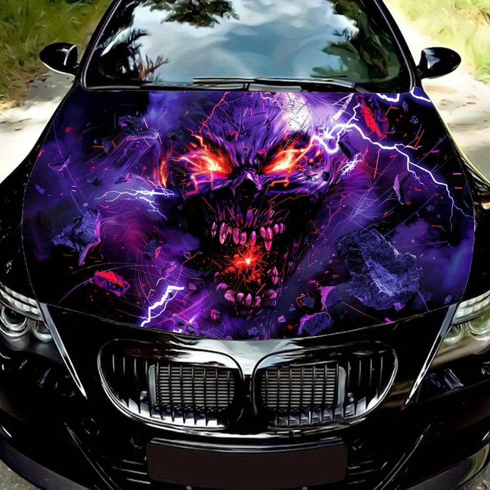 

Фиолетовый монстр с горящим глазом в глазах, наклейки на капот автомобиля, крутой стиль, графическая упаковка, аксессуары для тюнинга автомобиля, виниловая пленка