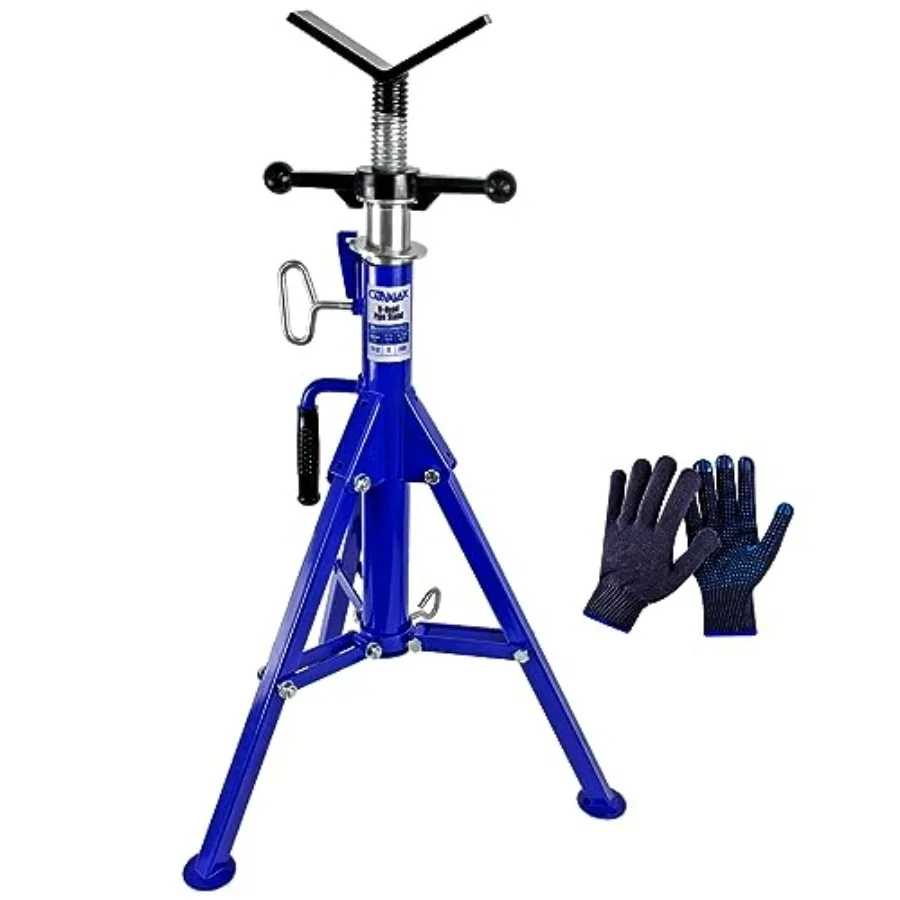 

V-Head Pipe Jack Stand 28-52 Adjustable Hght Steel Pipe Stand with Portable Folding Legs Fits 1/2-12 Pipe Ccity 2500LB Load Cci