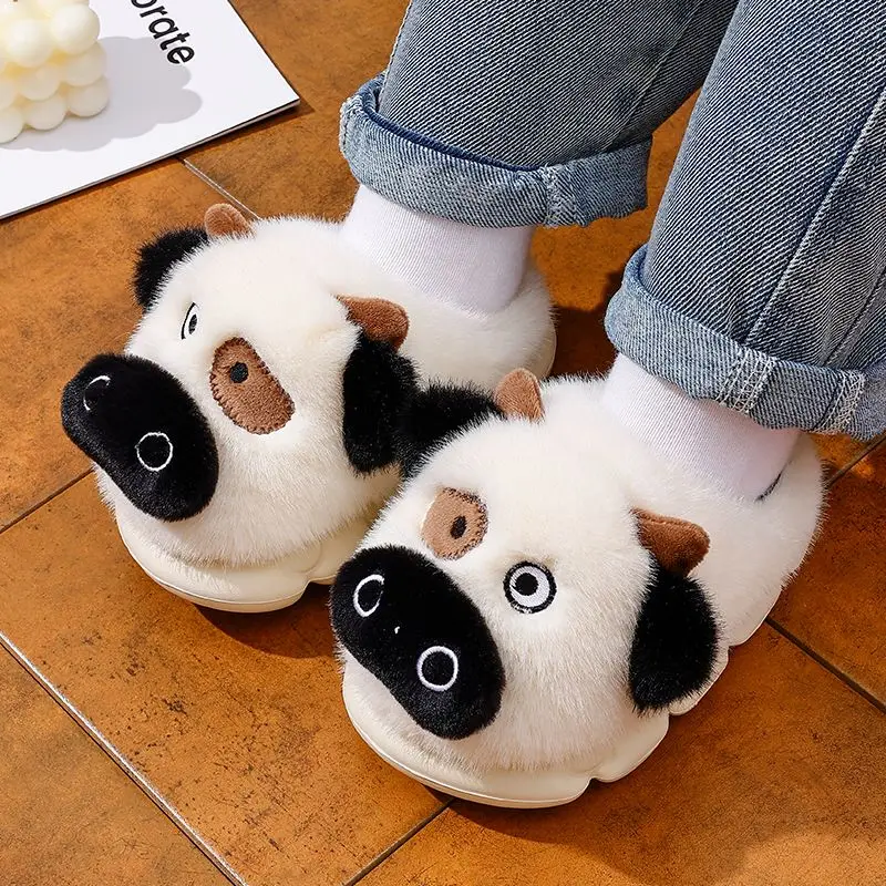 

Winter Warm Kids Slippers Plush Lined EVA Sole Non Slip Home Indoor Shoes for Boys Girls Family Matching Design