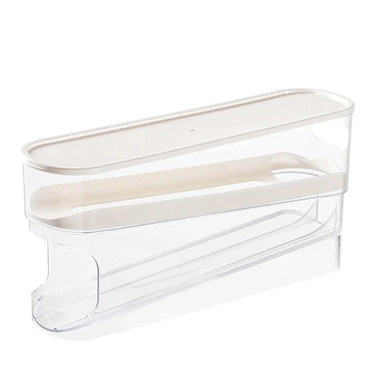 Rolling Egg Dispenser Egg Storage Box Double Layer Egg Roller Organizer Bin with Lid Storage Organizer for Restaurant