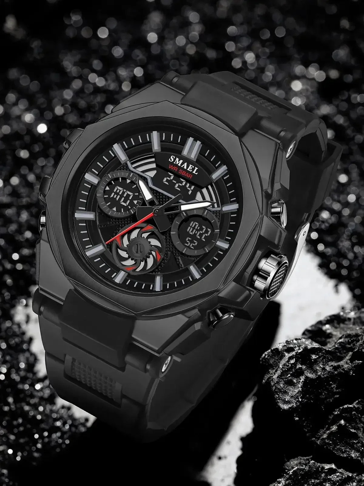 SMAEL 8098 Watch for Men Brand Quartz Digtal Dual Time Waterproof Shock Resistant Back Light Alarm Fashion