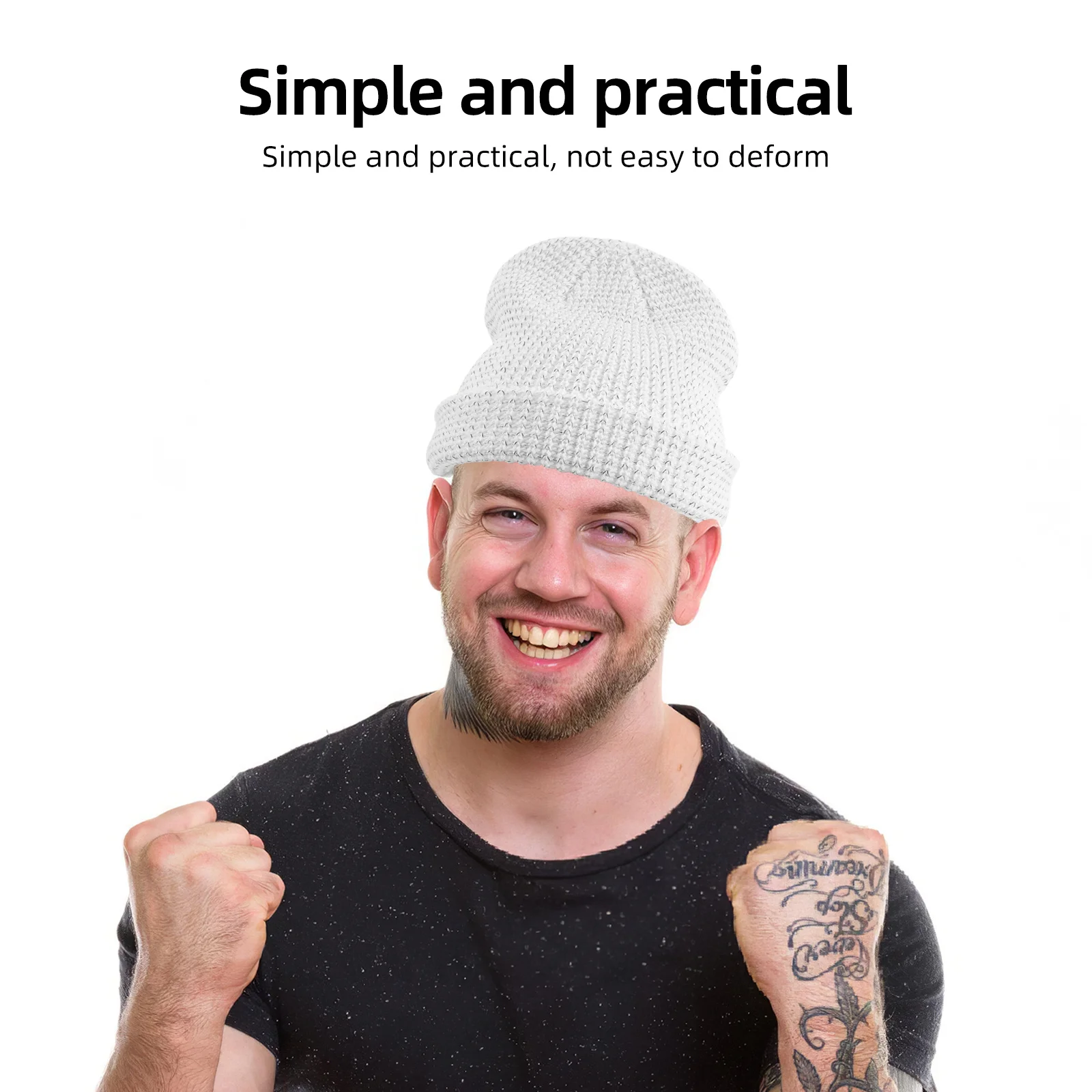 Светоотражающая вязаная зимняя шапка-бини, теплая ночная шапка для бега, езды на велосипеде, спорта на открытом воздухе, рыбалки, высокая видимость, велосипедная кепка