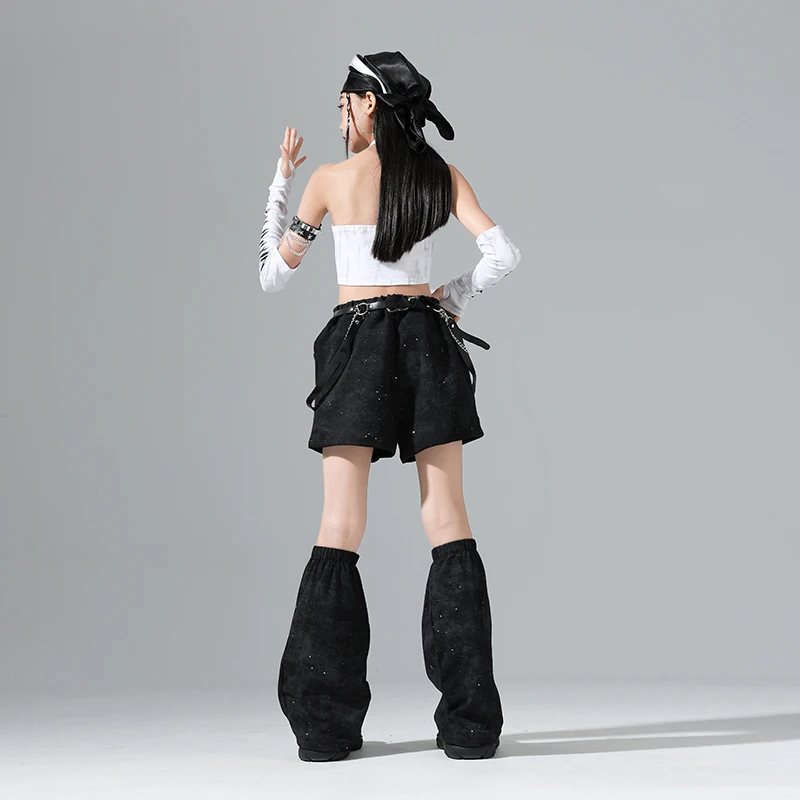 Mädchen Hip Hop Outfits Crop Tops Tiered Röcke Kind K-pop Streetwear Goth Rock Kind Jazz Mädchen Gruppe Street Dance kleidung Set