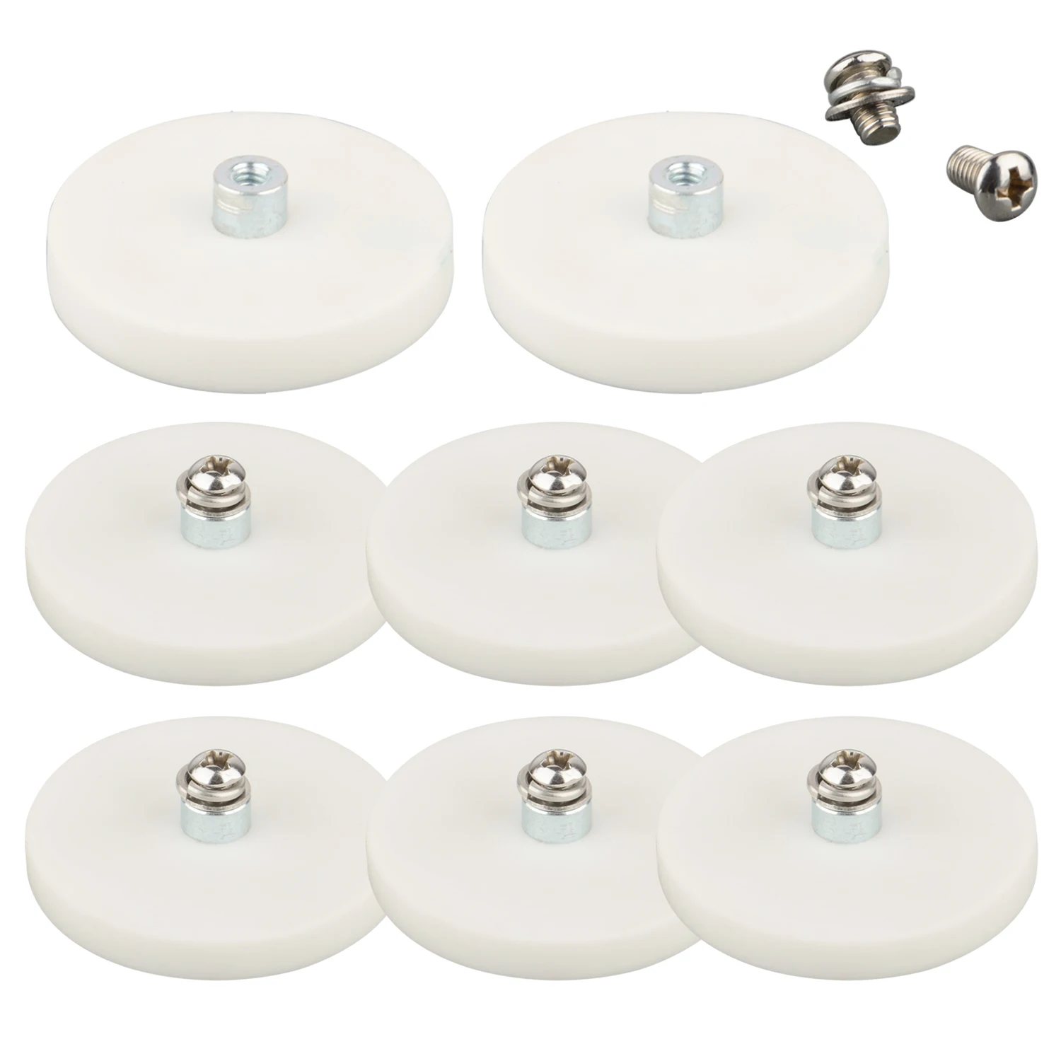

8PK White Rubber Coated Magnet D43mm M4 Thread Stud Magnetic Mounting Mirror LED Lights Camera Car Antenna DIY