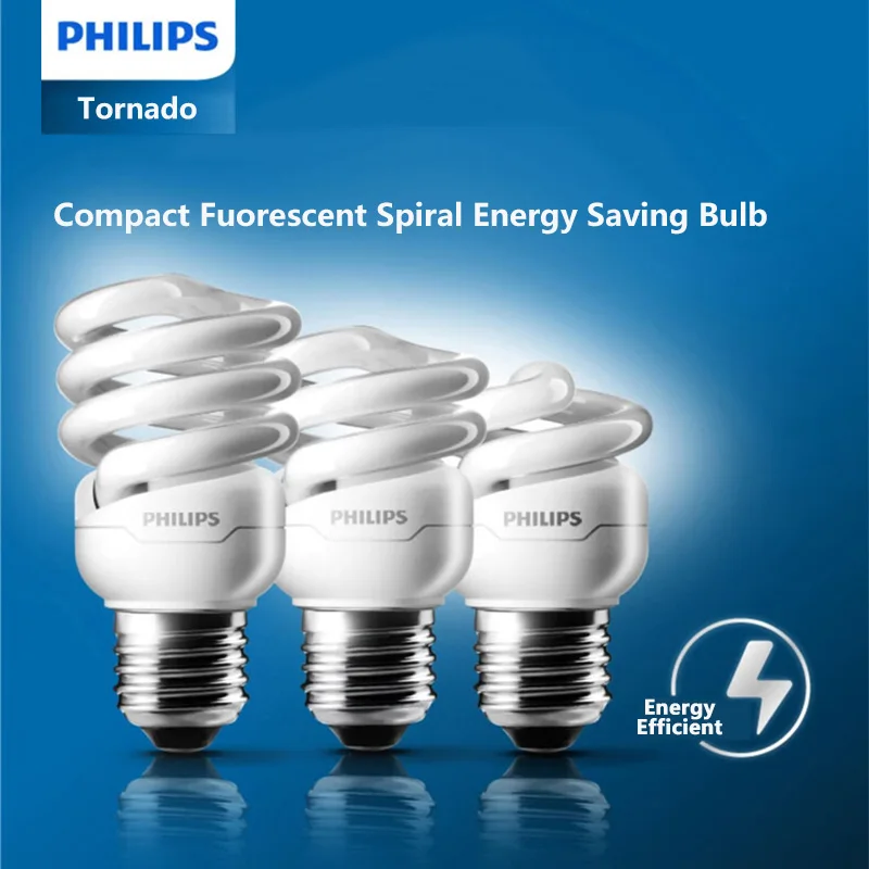 

Philips Tornado Компактная люминесцентная лампа Эдисона с винтом E27 Спиральный светильник 8 Вт 12 Вт 15 Вт Энергосберегающая лампа 2700 К 6500 К Лампа в форме твистера
