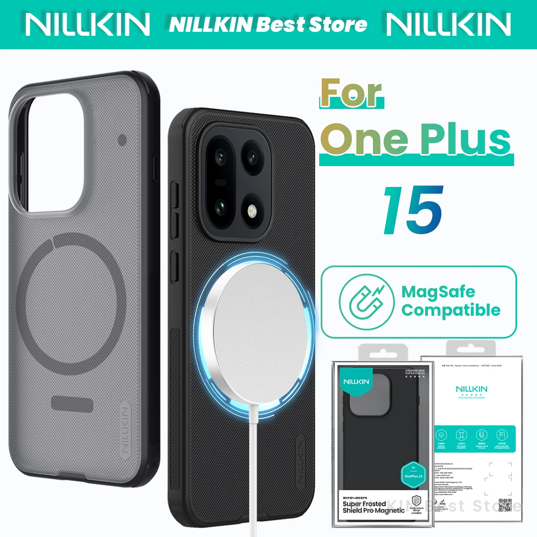 

Nillkin For OnePlus 15 Phone Case Magsafe Charging Bump Textur Tpu+Pc Four Corner Airbag Super Frosted Shield Pro Magnetic Case