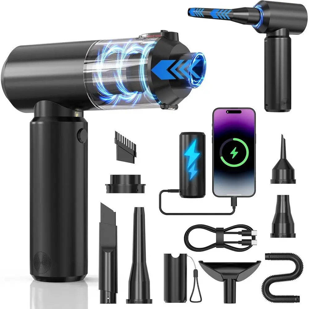 

Car Vacuum Portable Cordless,3 in 1 Power Bank & Air Duster & Vacuum-20000Pa,120W High Power Handheld Vacuum Cordless with Led L