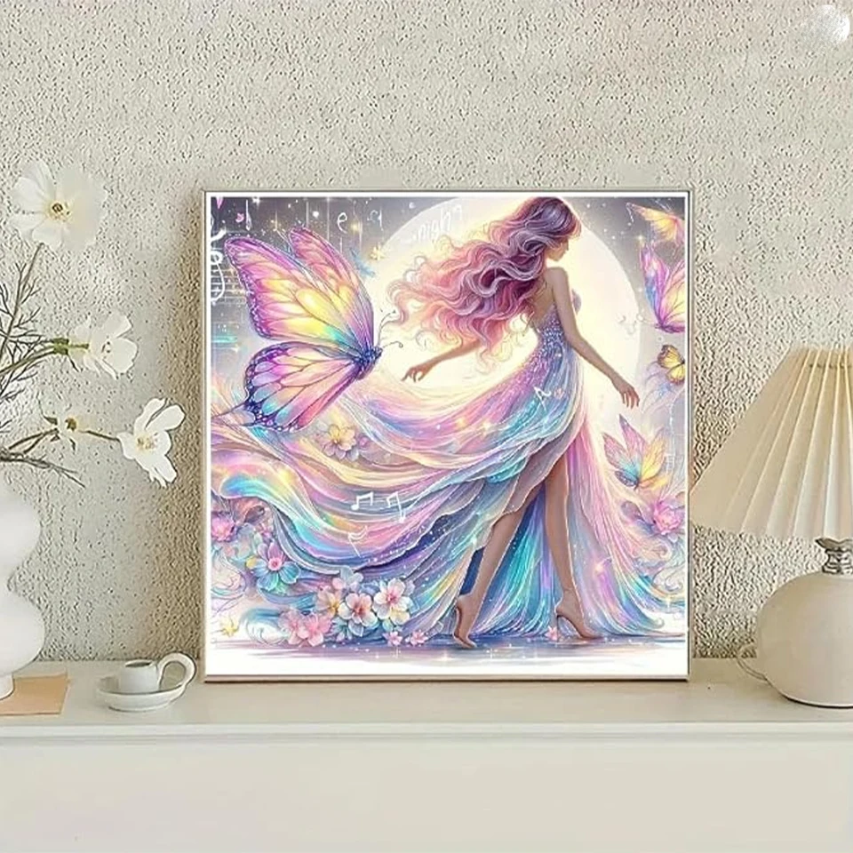 

New Square Round Diamond Mosaic Long Dress for Girls Flower Craftsmanship Adult Painting Cartoon 5D Embroidery DIY Decoration