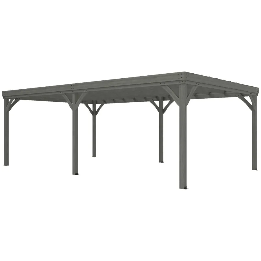 

12' x 20' Outdoor Wooden Pergola Grape Vine Gazebo with Concrete Anchors for Garden Patio Backyard Deck Gray